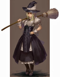 Rule 34 | 1girl, bad id, bad pixiv id, blonde hair, broom, female focus, full body, hand on own hip, hat, hip focus, kirisame marisa, realistic, short hair, skirt, solo, touhou, witch, witch hat, wl-69, yellow eyes