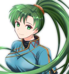 Rule 34 | 1girl, blue dress, breasts, china dress, chinese clothes, dress, earrings, fire emblem, fire emblem: the blazing blade, green eyes, green hair, jewelry, kakiko210, looking at viewer, lyn (fire emblem), nintendo, ponytail, smile