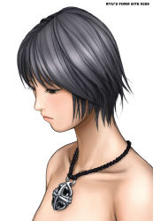 Rule 34 | 1girl, bare shoulders, black eyes, black hair, jewelry, pendant, ryu (ryu&#039;s form site), short hair, solo