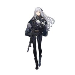 Rule 34 | 1girl, ak-12, ak-12 (girls&#039; frontline), ankle boots, assault rifle, bag, belt, black footwear, black gloves, black jacket, black pants, boots, braid, breasts, closed eyes, closed mouth, collar, duoyuanjun, facing viewer, french braid, full body, girls&#039; frontline, gloves, gun, jacket, jacket on shoulders, kalashnikov rifle, long hair, long sleeves, medium breasts, official art, open clothes, open jacket, pale skin, pants, rifle, shadow, simple background, smile, solo, straight hair, tachi-e, transparent background, underbust, walking, weapon, white hair
