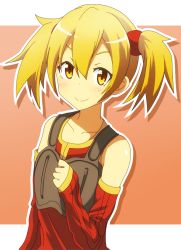 Rule 34 | 10s, 1girl, blonde hair, collarbone, detached sleeves, silica, smile, solo, sword art online, tanashi (mk2), twintails, yellow eyes