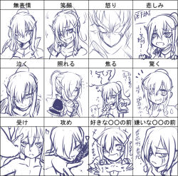 Rule 34 | 1girl, chart, chinese text, expressions, genderswap, genderswap (mtf), greyscale, league of legends, monochrome, multiple views, nam (valckiry), nocturne (league of legends), personification, ponytail, poro (league of legends), translated