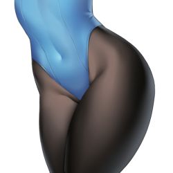 Rule 34 | 1girl, asuna (blue archive), asuna (bunny) (blue archive), black pantyhose, blue archive, blue leotard, close-up, contrapposto, covered navel, highleg, highleg leotard, leotard, lower body, lowres, mahou kyuuri, narrow waist, pantyhose, playboy bunny, sketch, solo, thick thighs, thighs, white background, wide hips