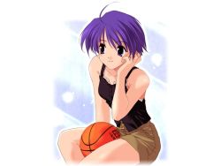 Rule 34 | 00s, 1girl, ball, basketball, basketball (object), blue hair, gokajo satsuki, gokajou satsuki, happy lesson, sasaki mutsumi, solo