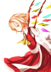 Rule 34 | 1girl, arms at sides, ascot, bad id, bad pixiv id, blonde hair, dress, faux traditional media, flandre scarlet, highres, leaning forward, red dress, short hair, slit pupils, solo, storia0628, touhou, wings, yellow eyes