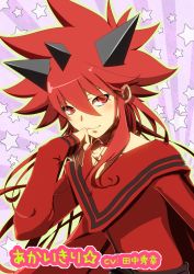 Rule 34 | 00s, 1boy, akai kiri, androgynous, final fantasy, final fantasy unlimited, hair ornament, long hair, male focus, red eyes, red hair, reona, sidelocks, smile, solo, star (symbol), starry background