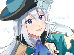 Rule 34 | 1girl, absurdres, akanbe, aqua hat, aqua jacket, ascot, ban hada, ban hada (1st costume), blue ascot, blue eyes, blush, commentary, english commentary, eyelid pull, floating hair, flower, gloves, hair flower, hair ornament, hat, heart, highres, jacket, lia (retiredstarmiya), long hair, looking up, mixed-language commentary, nijisanji, nijisanji kr, pirate, pirate hat, silver hair, smile, solo, tongue, tongue out, virtual youtuber, white gloves