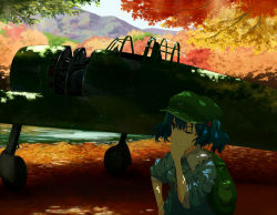 Rule 34 | 1girl, aircraft, airplane, aqua eyes, autumn, autumn leaves, backpack, bag, blue eyes, blue hair, bush, cloud, cloudy sky, field, forest, grass, hair bobbles, hair ornament, hand on own hip, hand on own cheek, hand on own chin, hand on own face, hat, highres, kawashiro nitori, leaf, light rays, maple leaf, maple tree, matching hair/eyes, mountain, nature, one eye closed, plant, propeller, puffy short sleeves, puffy sleeves, reflection, river, rock, scenery, shade, shadow, shiratama (hockey), shirt, short sleeves, skirt, sky, sleeves rolled up, smile, solo, stone, sunlight, sweatdrop, touhou, tree, twintails, two side up, vehicle focus, water