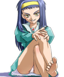 1990s_(style) barefoot feet haruyama_kazunori lowres neo_ranga panties school_uniform serafuku shimabara_yuuhi soles toes underwear