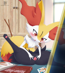 Rule 34 | 1girl, absurdres, anatomical model, animal ear fluff, animal ears, animal feet, animal nose, artist name, black fur, blush, body exploration, book, braixen, clitoris, commission, creatures (company), dated, day, drawing (object), english text, eryz, feet, female focus, fennekin, flat chest, fox ears, fox girl, fox tail, furaffinity username, furry, furry female, game freak, gen 6 pokemon, highres, hymen, indoors, leg up, looking down, mirror, multicolored fur, neck fur, nintendo, open book, open mouth, pawpads, pokemon, pokemon (creature), pussy, red eyes, shiny skin, signature, solo, spread legs, spread pussy, stick, tail, thick thighs, thighs, twitter username, urethra, virgin, white fur, window, x-ray, yellow fur