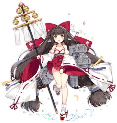 Rule 34 | 1girl, :o, absurdly long hair, anchor, azur lane, bell, big hair, black hair, blush, bow, breasts, cherry blossoms, cleavage, clothes lift, clothes pull, collarbone, crescent, detached sleeves, eyebrows, facing viewer, flying sweatdrops, full body, hair bow, hair intakes, harutsuki (azur lane), head wings, holding, holding staff, jingle bell, long hair, low-tied long hair, maya g, miniskirt, official art, open mouth, orange eyes, petals, pleated skirt, pulling own clothes, red bow, red skirt, ribbon-trimmed clothes, ribbon-trimmed sleeves, ribbon trim, skirt, skirt lift, skirt pull, small breasts, socks, solo, staff, standing, standing on one leg, straight-on, tabi, tachi-e, thigh gap, transparent background, very long hair, water, white socks, wide sleeves, wings
