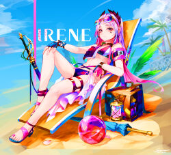 1girl absurdres alternate_costume arknights bare_shoulders grey_eyes grey_hair highres irene_(arknights) long_hair looking_at_viewer milktea_wegan scar solo swimsuit