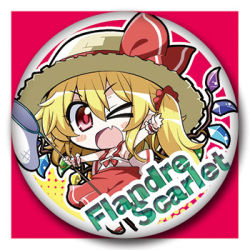 Rule 34 | &gt;;d, &gt; o, 1girl, ;d, akaneya, blush, blush stickers, bow, butterfly net, character name, chibi, fang, flandre scarlet, hand net, hat, hat bow, lowres, one eye closed, open mouth, red eyes, simple background, smile, solo, straw hat, touhou, v-shaped eyebrows, wings