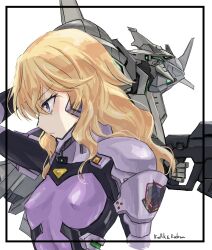 Rule 34 | 1girl, bernadette le tigre de la riviere, blonde hair, blue eyes, bodysuit, breasts, closed mouth, followers favorite challenge, highres, jun (rellik &amp; redrum), long hair, mecha, multiple drawing challenge, muv-luv, muv-luv unlimited: the day after, pilot suit, rafale (muv-luv), robot, skin tight, small breasts, solo, tactical surface fighter, wavy hair
