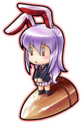Rule 34 | 04bou, 1girl, animal ears, bullet, chibi, female focus, full body, rabbit ears, reisen udongein inaba, simple background, solo, standing, touhou, white background