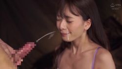 Rule 34 | 1boy, 1girl, animated, asian, black hair, censored, closed mouth, cum, cum in mouth, cum on hair, cumdrip, closed eyes, facial, japanese (nationality), long hair, video, penis, sound, video