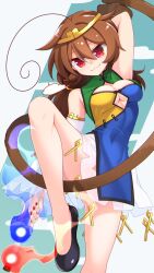 Rule 34 | breasts, brown hair, cleavage, clothing cutout, highres, medium breasts, monkey girl, monkey tail, muchin jousha, solo, son biten, tail, touhou
