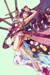Rule 34 | 1girl, bikini, fate/grand order, fate (series), katsushika hokusai (fate), purple hair, swimsuit, sword, weapon, white bikini