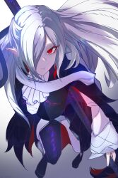 Rule 34 | 1girl, absurdres, arknights, full body, gladiia (arknights), highres, pointy ears, red eyes, solo, white background, white hair