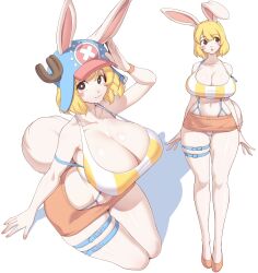 Rule 34 | 1girl, :3, absurdres, animal ears, breasts, brown eyes, carrot (one piece), cervina, cleavage, closed mouth, full body, furry, furry female, hat, highres, large breasts, medium hair, navel, one piece, open mouth, orange skirt, rabbit ears, rabbit girl, rabbit tail, simple background, sitting, skirt, smile, standing, tail, white background, white fur