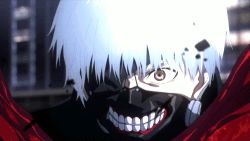 Rule 34 | 10s, animated, animated gif, black sclera, colored sclera, eyepatch, fighting, hair over one eye, heterochromia, lowres, mask, red eyes, short hair, teeth, tokyo ghoul, white hair