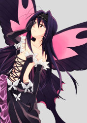Rule 34 | 10s, 1girl, accel world, antenna hair, bad id, bad pixiv id, bare shoulders, black hair, brown eyes, butterfly wings, elbow gloves, gloves, insect wings, kuroyukihime, long hair, solo, wings, yashiro (hati)