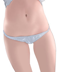 Rule 34 | 1girl, close-up, clothes lift, commentary request, hami dmg, hip focus, navel, original, panties, shirt, shirt lift, simple background, solo, stomach, thighs, underwear, white background, white panties