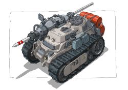 Rule 34 | barrel, caterpillar tracks, gas can, gatling santouhei, highres, jerry can, military, military vehicle, motor vehicle, no humans, original, pile bunker, simple background, tank, vehicle focus