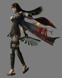 Rule 34 | 1girl, acquire, black hair, breasts, female focus, from software, hand fan, large breasts, rinshi, solo, tenchu