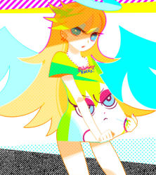 Rule 34 | 10s, 1girl, blonde hair, blue eyes, halo, mintchoco (mmn2), panty &amp; stocking with garterbelt, panty (psg), shirt, solo, wings