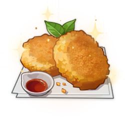 Rule 34 | artist request, bowl, commentary, english commentary, food, food focus, game cg, genshin impact, hash browns, jam, leaf, lowres, napkin, no humans, official art, simple background, sparkle, still life, third-party source, transparent background