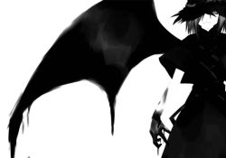 Rule 34 | 1girl, bat wings, blood, female focus, greyscale, high contrast, monochrome, remilia scarlet, solo, touhou, wings