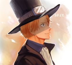 Rule 34 | 1boy, blonde hair, ascot, formal, goggles, goggles on headwear, hat, male focus, one piece, profile, sabo (one piece), solo, top hat, yamsong