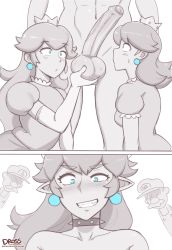 Rule 34 | 1other, 2boys, 2girls, absurdres, blue eyes, blush, bowsette, crown, dross, earrings, elbow gloves, erection, futanari, gloves, grin, hat, highres, jewelry, long hair, luigi, mario, mario (series), mini crown, monochrome, multiple boys, multiple girls, muscular, new super mario bros. u deluxe, nintendo, nude, penis, penis awe, pointy ears, princess daisy, princess peach, smile, super mario bros. 1, super mario land, sweat, sweatdrop, testicles, white background
