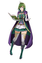 Rule 34 | absurdres, blue eyes, book, boots, breasts, cape, commission, commissioner upload, fire emblem, fire emblem: the blazing blade, green hair, hairband, highres, large breasts, mage, nino (fire emblem), nintendo, aged up, pollo1567, short hair