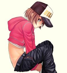 Rule 34 | back, brown hair, duplicate, hat, short hair, sitting, solo, source request