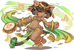 Rule 34 | 1girl, animal ears, anklet, armlet, bastet (fullbokko heroes), beamed sixteenth notes, bikini, bikini top only, black hair, body fur, cat ears, cat tail, drum, earrings, eighth note, full body, fullbokko heroes, furry, furry female, holding, instrument, jewelry, loincloth, musical note, navel, original, paw print, pelvic curtain, shigatake, short hair, simple background, solo, sweat, swimsuit, tail, thick arms, thigh strap, transparent background, white background, wide hips, yellow eyes
