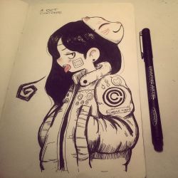 Rule 34 | 1girl, bad id, bad tumblr id, commentary, crisalys, earrings, english commentary, hands in pockets, inktober, jacket, jewelry, kitsune, long hair, long sleeves, mask, mask on head, original, paper (medium), patch, pen, photo (medium), profile, sketch, solo, tongue, tongue out