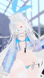 Rule 34 | 1girl, 3d, animated, blue eyes, breasts, highres, long hair, medium breasts, solo, tagme, thighs, tisye, video, vrchat, white hair
