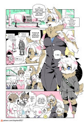 Rule 34 | +++, 3girls, 5boys, ?, alternate language, animal ears, artist name, blue eyes, blunt bangs, claws, comic, commentary, demon girl, demon horns, demon tail, dual persona, english text, father and son, furry, furry male, glasses, highres, horns, limited palette, mimic, mimic chest, monster boy, monster girl, multiple boys, multiple girls, original, patreon logo, patreon username, plump, shepherd0821, spoken question mark, tail, teacher and student, vampire, vest, watermark, waving, web address, wolf boy, wolf ears, wolf tail