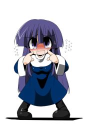 Rule 34 | asagami fujino, blush, chibi, kara no kyoukai, long hair, purple hair, reien girl&#039;s academy school uniform, school uniform, smile, solo