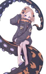 Rule 34 | 1girl, abigail williams (fate), abigail williams (traveling outfit) (fate), absurdres, bandaid, bandaid on face, bandaid on forehead, barefoot, belt, black bow, black jacket, blonde hair, blue eyes, bow, breasts, crossed bandaids, fate/grand order, fate (series), forehead, hair bow, hair bun, high collar, highres, jacket, long hair, long sleeves, multiple hair bows, official alternate costume, orange belt, orange bow, parted bangs, polka dot, polka dot bow, ropen yoji, single hair bun, sitting, sleeves past fingers, sleeves past wrists, small breasts, tentacles