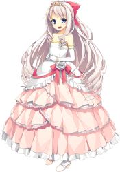 Rule 34 | 1girl, absurdres, bare shoulders, bernadette villeburg, blue eyes, bracelet, dress, drill hair, elbow gloves, full body, gloves, highres, jewelry, koikishi purely kiss, layered dress, layered skirt, long hair, looking at viewer, non-web source, official art, open mouth, pink hair, ribbon, shoes, simple background, skirt, smile, solo, standing, strapless, strapless dress, tiara, very long hair, white background, yuuki hagure