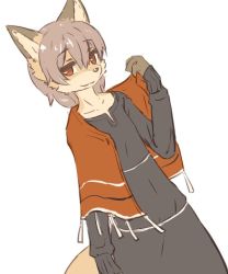 Rule 34 | androgynous, brown hair, flat color, fox, furry, gender request, ohakotome, red eyes, short hair, simple background, solo, white background