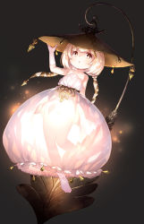 Rule 34 | 1girl, bare shoulders, brown eyes, commentary request, dress, full body, glowing, hand on headwear, hat, highres, kito (sorahate), long hair, looking at viewer, low twintails, open mouth, original, personification, puffy dress, see-through silhouette, solo, strapless, strapless dress, twintails, white dress, white hair, white legwear