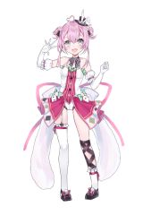 Rule 34 | 1girl, ahoge, asymmetrical legwear, hair ornament, heart, heart ahoge, hololive, hololive china, looking at viewer, official art, pink hair, ribbon, second-party source, solo, spade echo, transparent background, uneven legwear, virtual youtuber, white legwear