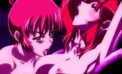 Rule 34 | 2girls, animated, animated gif, blush, bouncing breasts, breast sucking, breasts, covered erect nipples, female focus, large breasts, long hair, lowres, multiple girls, natsumi jinno, nipples, nude, open mouth, pink hair, red hair, ruby (star jewel), short hair, star jewel, yuri
