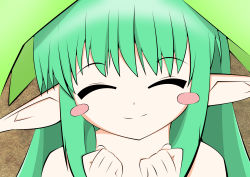 Rule 34 | 00s, absurdres, bad id, bad pixiv id, closed eyes, green hair, highres, mahoraba, pointy ears, sigsig, solo, sore