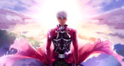 Rule 34 | 1boy, absurdres, archer (fate), fate/stay night, fate (series), gradient background, highres, kkuwa, male focus, solo, white hair