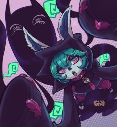 Rule 34 | 1girl, absurdres, goldennyami, green hair, highres, league of legends, pointy ears, vex (league of legends), yordle